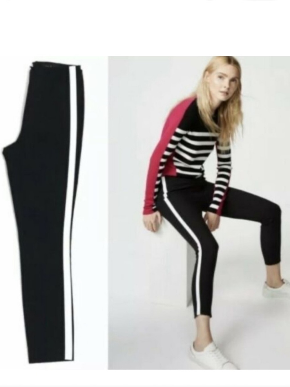 rag & bone Simone Side Stripe Tuxedo Pants Black & White High Rise EUC Sz 0